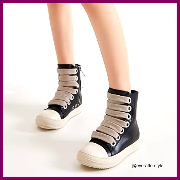 High Top Platform Sneakers PU Leather Comfort Walking Shoes Zipper Side - Picture 6 of 7